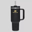 40oz Insulated Tumbler with Handle & Straw - Black & Gold