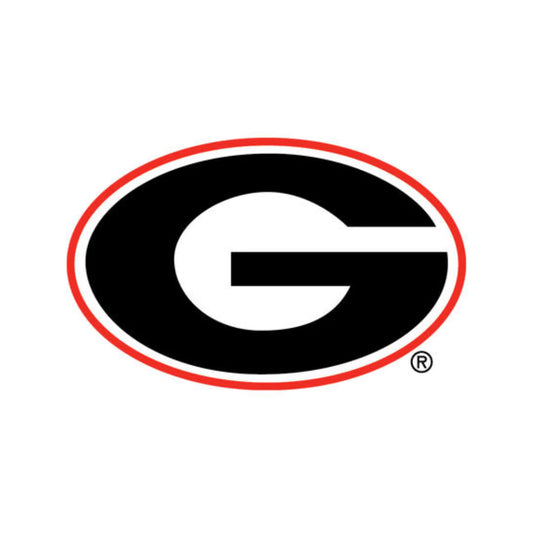 UGA Dawgs logo featuring black and red Georgia G emblem for team spirit merchandise