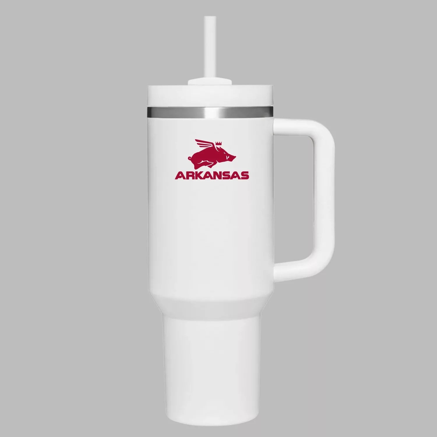 40oz Insulated Tumbler with Handle & Straw - Cardinal Red & White Main image