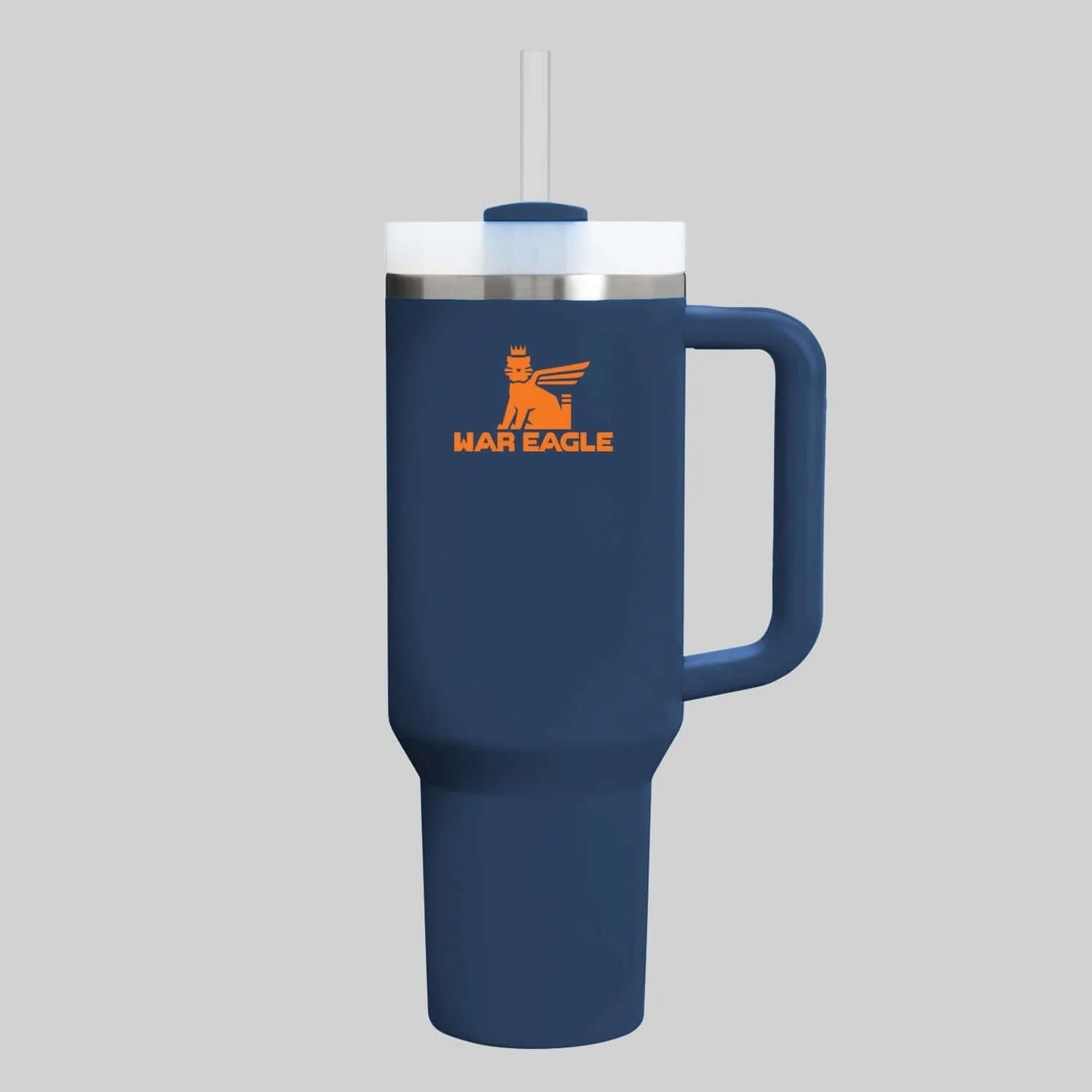 40oz Insulated Tumbler with Handle & Straw - Navy Blue & Orange Main image