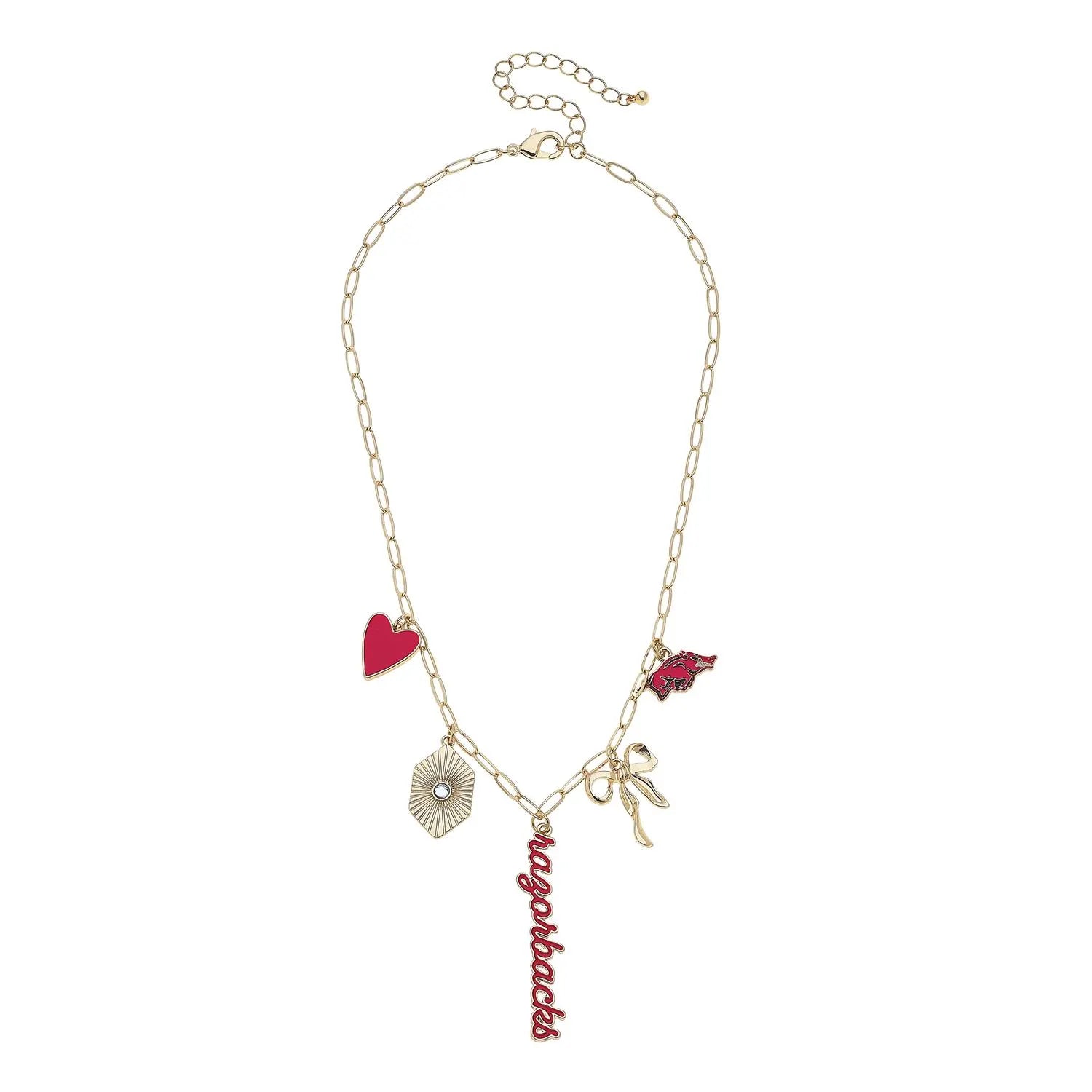 Gameday Charm Necklace – Red & Gold Football Spirit Paperclip Chain Jewelry Secondary image