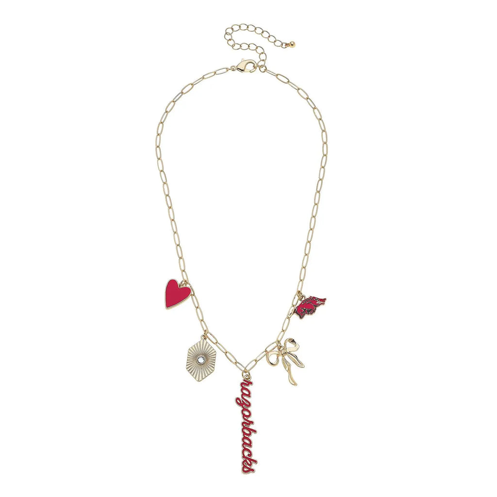Football spirit inspired gold necklace for stadium outfit fashion