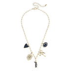 Gameday Charm Necklace – Navy & White Football Spirit Jewelry | Paperclip Chain Necklace