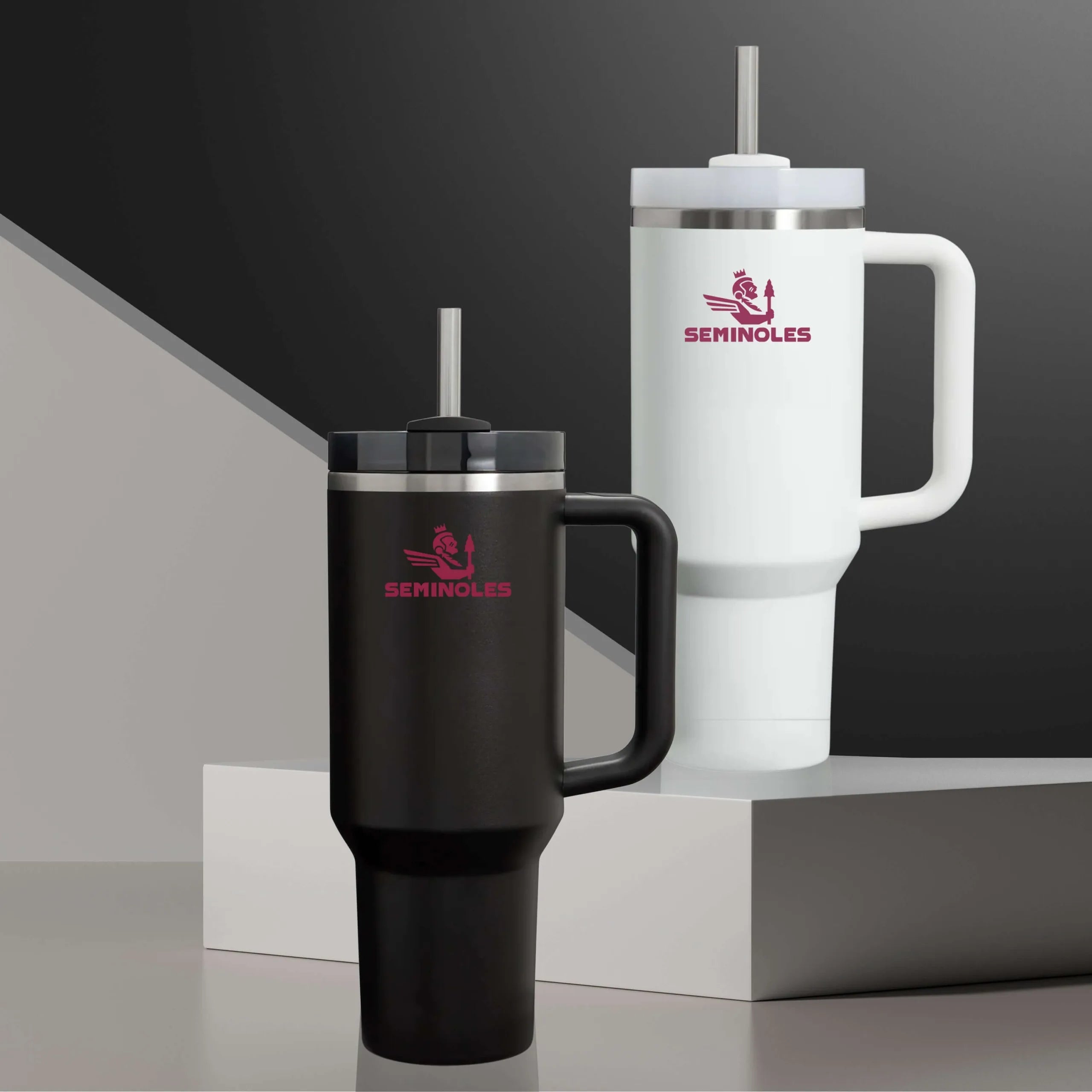 40oz Insulated Tumbler with Handle & Straw - Garnet & Gold