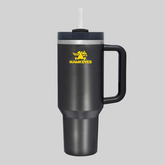 Iowa Hawkeyes College & University 40 oz Travel Tumbler With Handle - Lid With Straw - Vacuum Insulated Stainless Steel