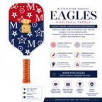 Milton Eagles pickleball paddle displayed on pickleball court