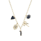 Gameday Charm Necklace – Navy & White Football Spirit Jewelry | Paperclip Chain Necklace
