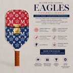 Technical specification chart for the RallyStand luxury star-patterned paddle showing its USAPA approval, weight, and core dimensions.
