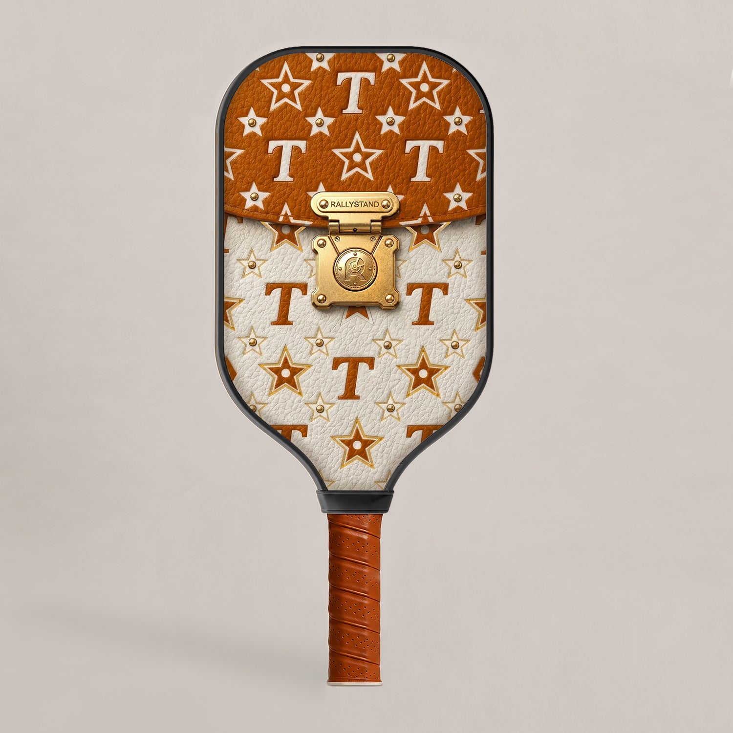 Burnt Orange and White Gameday Pickleball Paddle
